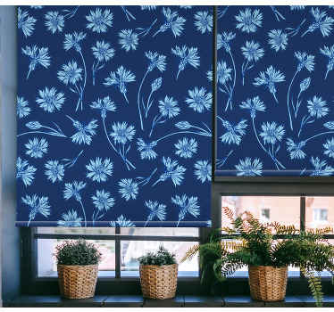 Stores salon Fleurs bleu marine - TenStickers