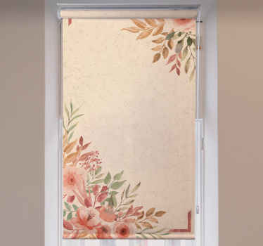 Store enrouleur motif fleur charmante bordure beige - TenStickers