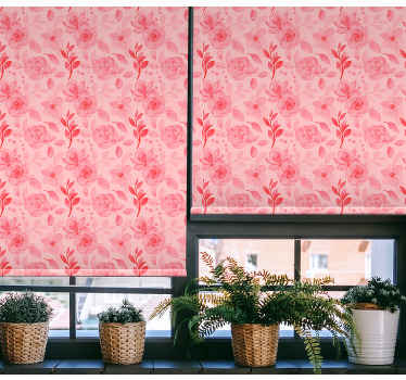 Cortina roller floral patrón romántico de rosas - TenVinilo