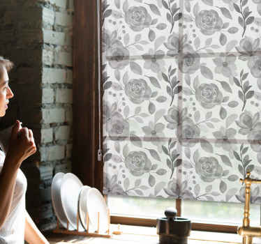 Store enrouleur fleur fleurs grises élégantes - TenStickers