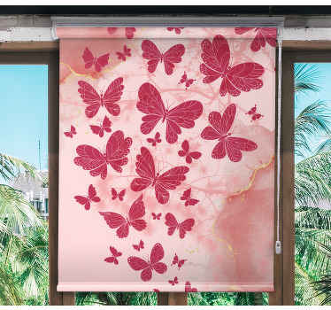 Růžové srdce uspořádání Motýlí roleta - TenStickers