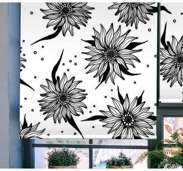 Estore de rolo florais girassóis preto e branco - TenStickers