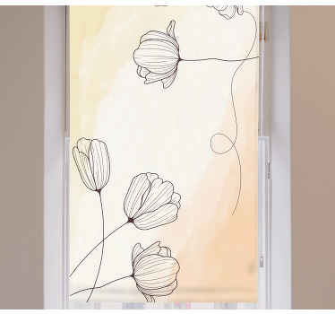 Rollo Fenster Blumen aquarell blumenumriss - TenStickers