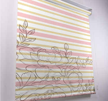 Cortina roller flores rayas florales pálidas - TenVinilo