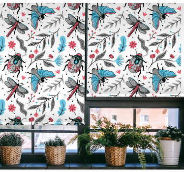 Stores enrouleurs fleurs et plantes insectes ailés et flore - TenStickers