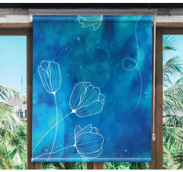 Elegant blue silhouettes floral blind - TenStickers