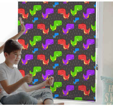 Renkli siyah desenler dinozor stor perde - TenStickers