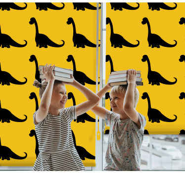 Sarı modern Stor perde üzerinde siyah brachiosaures - TenStickers