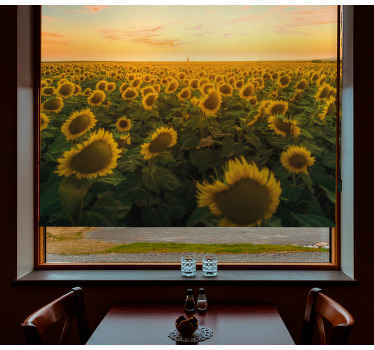 Cortina roller flores amanecer en el campo de girasoles - TenVinilo