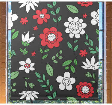 Crveni i bijeli cvjetovi tratinčice uzorak rolo zavjesa - TenStickers