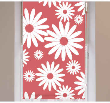 Cortina roller flores patrón de margaritas blancas - TenVinilo