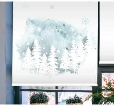 Vinter nåletræs kunstværk stue rullgardin - TenStickers