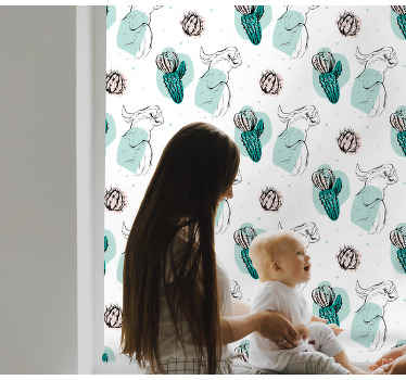 Tropisk papegoja och kaktusmönster rullgardin - Tenstickers