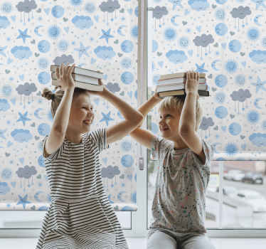 Stores enfants Lune et étoiles sur bleu - TenStickers