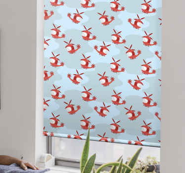 Red helicopter pattern children room roller blind - TenStickers