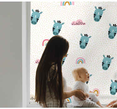 Blue zebras and rainbows children room roller blind - TenStickers