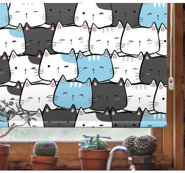 Cortina roller animales lindas caras de gato - TenVinilo