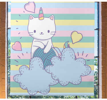 Stores enfants Chat licorne sur les nuages - TenStickers