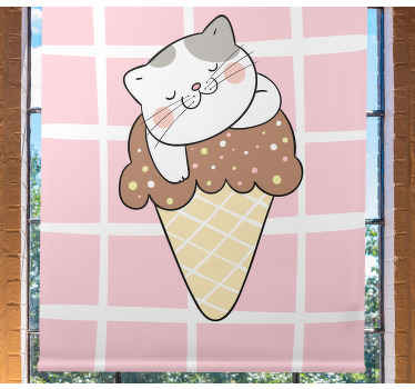 Lovely cat eating an ice cream Childrens blind - TenStickers