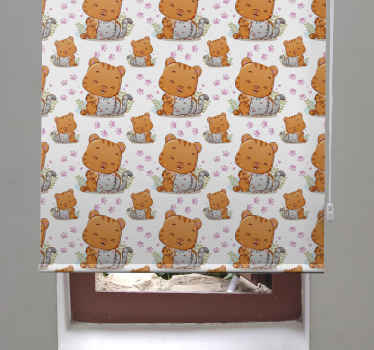 Baby cat patterns children room roller blind - TenStickers