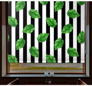 Stores enrouleurs fleurs et plantes motif rayé feuillu - TenStickers