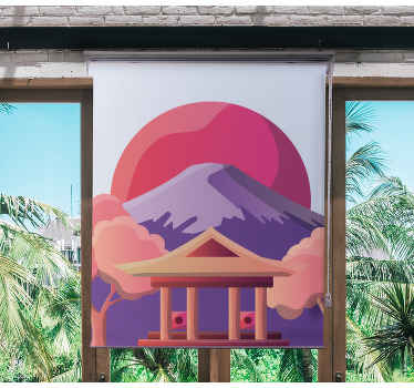 火山与红太阳日本卷簾画 - TenStickers