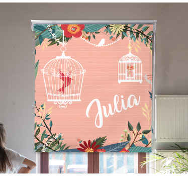 Birdcages and Blooms flowers and plants roller blind - TenStickers