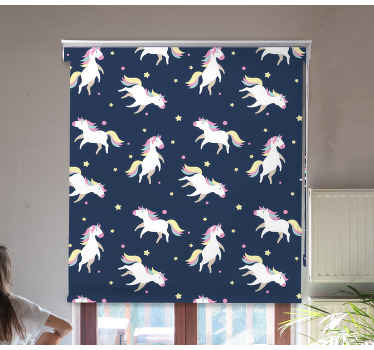 Magical unicorns running children room roller blind - TenStickers