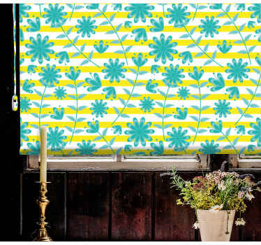 Estore de rolo flores e plantas padrão de listras brilhantes - TenStickers