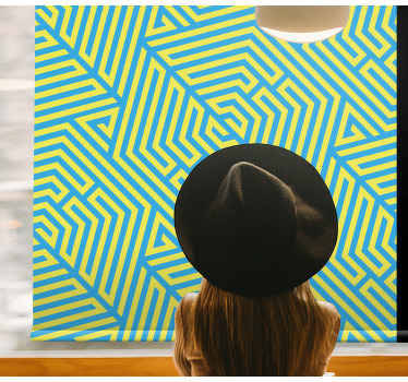 Retro sininen ja keltainen kuvio rullaverho - Tenstickers