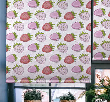 Estor frutas Fresas rosas y rojas sin costura - TenVinilo