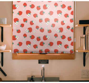 Rollo Fenster Obst erdbeermuster mit blumen - TenStickers