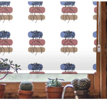 Cortina roller floral diseño geométrico de mujer. - TenVinilo