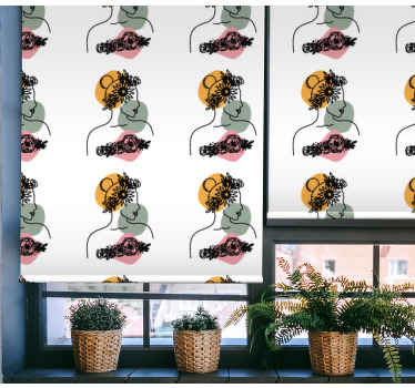 Hämmästyttävä nainen kukka kasvot kukka rullaverhot - Tenstickers