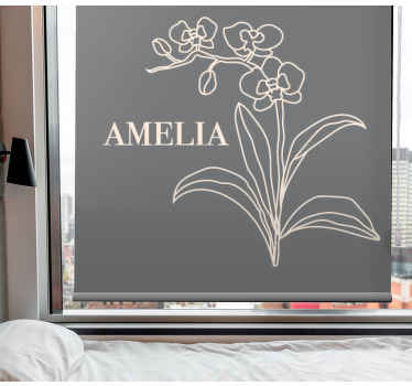 Cortina roller flores elegante diseño gris con nombre. - TenVinilo