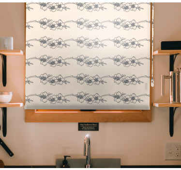 Orkidéer natur linje konst blomma rullgardin - Tenstickers