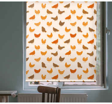 Orange og brun fugl mønster dyr rullgardin - TenStickers