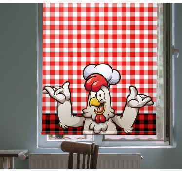 Cortina roller animales personaje del gallo chef - TenVinilo