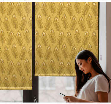 Cortina roller flores elegante motivo de follaje - TenVinilo