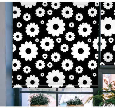 Store enrouleur fleur motif de fleurs noir et blanc - TenStickers
