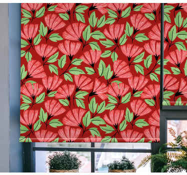 Vintage rødt mønster rullegardin blomster - Tenstickers