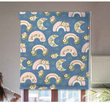 Barnemønster med vårens regnbue og blomst rullegardin barn - Tenstickers