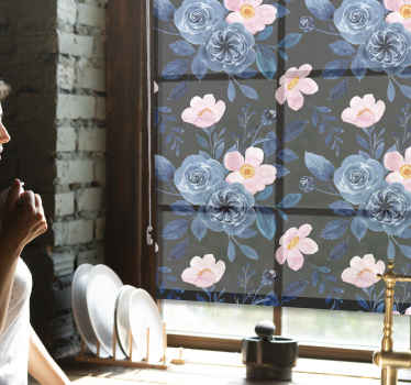 Rollo Fenster Blumen blaues blumenmotiv - TenStickers