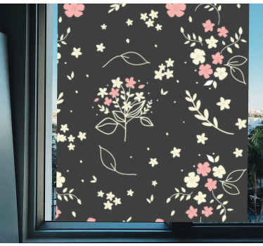 Fundo cinza com flores e plantas cegas - TenStickers