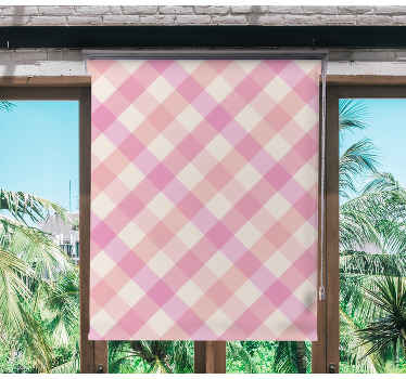 Store enrouleur textures et motifs motif à carreaux roses - TenStickers