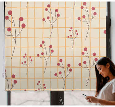 Rutmönster med bär vardagsrumsgardin - Tenstickers