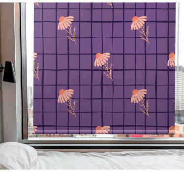 Checked pattern with daisies Living room blind - TenStickers