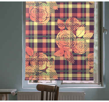 Ruusut ruudullinen kuvio olohuone rullaverhot - Tenstickers