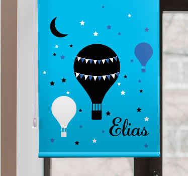 Stores Prénom Ballons noirs et bleus et étoiles - TenStickers