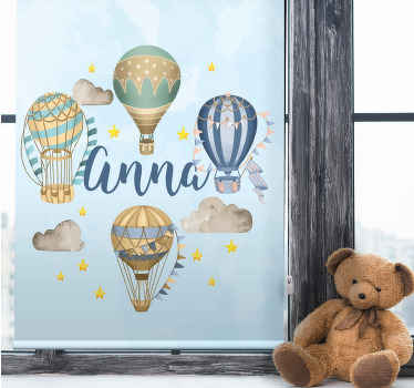 Blå ballonger med stjärnor rullgardin målning - Tenstickers